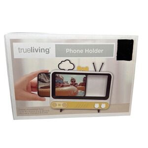 True Living Phone Holder Unisex OS White Yellow NEW Retro Vintage TV Design